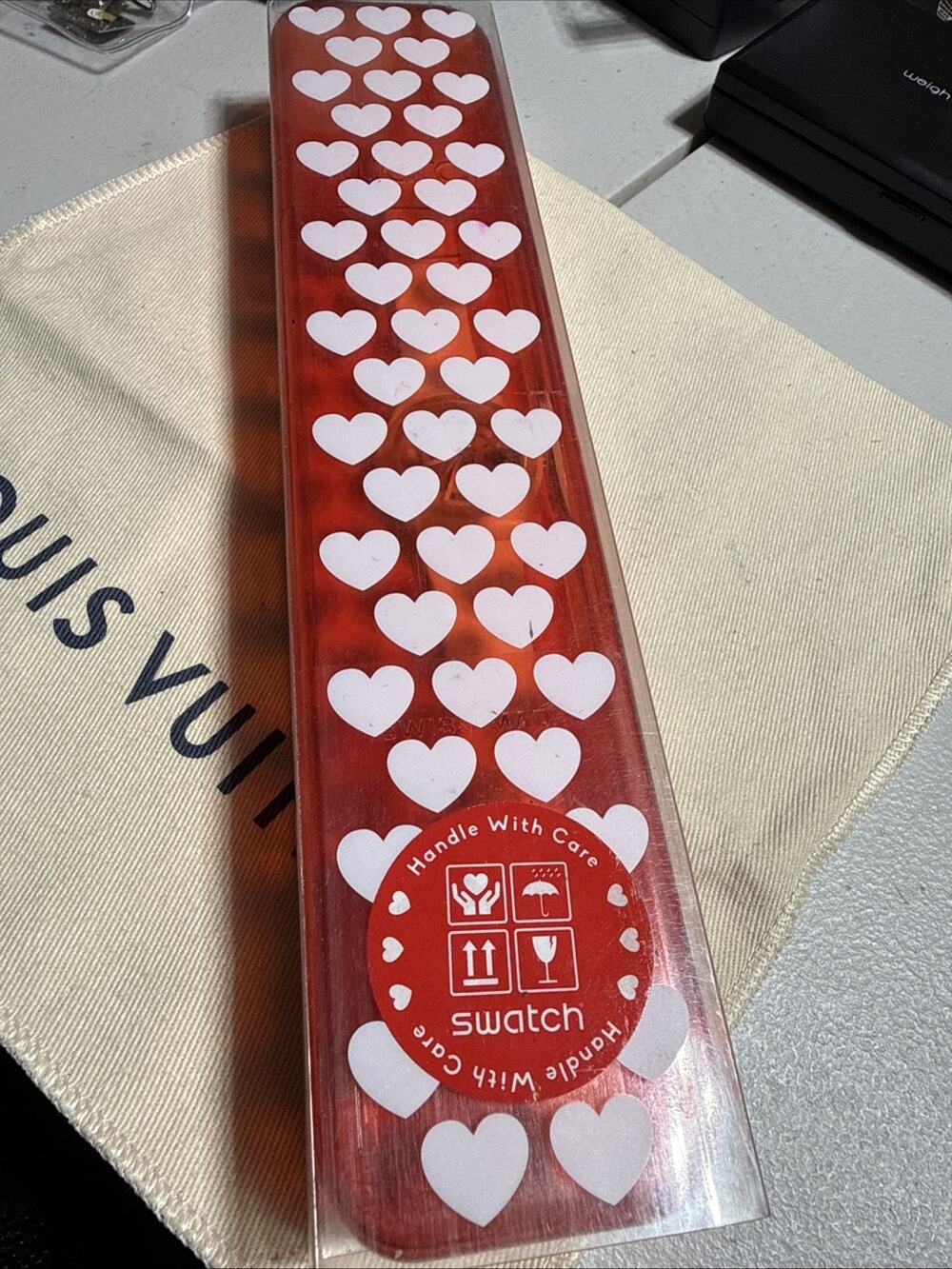 Vintage 2016 Swatch Watch Tender Present GZ300 Valentines Handle With Care Box
